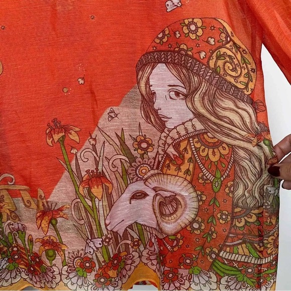 Zimmermann Kaleidoscope Linen & Silk Blend Shirt Blouse in Aries Size AU 1 - Picture 13 of 16